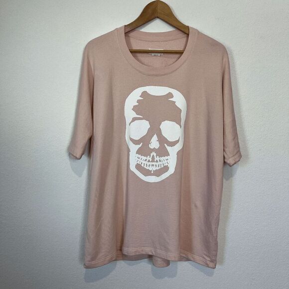 Zadig & Voltaire Pink Portland Skull Graphic Oversized T-Shirt Womens Size Small - Picture 2 of 6